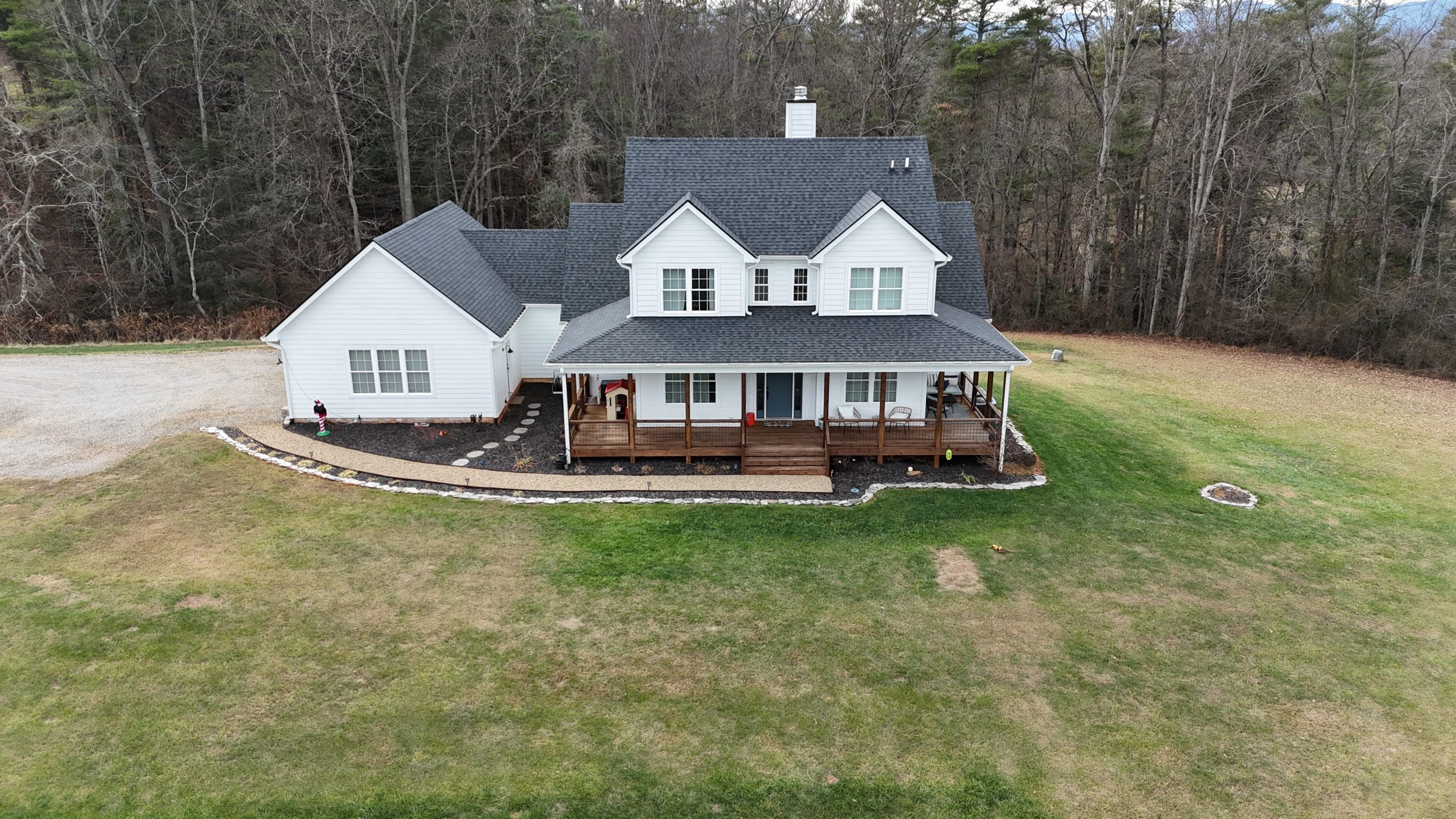 Custom home aerial view